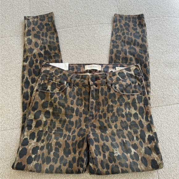 NWT PacSun High Rise Skinny Leopard Print Jeans – Size 27 - Picture 1 of 4